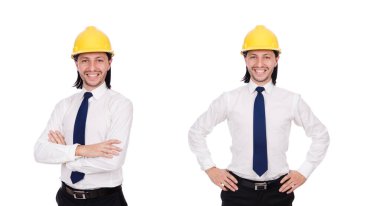 Genç mimar beyaz üzerine izole edilmiş