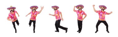 Konseptte sombrero olan komik bir Meksikalı.