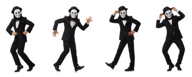 Adam korkutucu maskesi üzerine beyaz izole