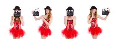 Beyaz izole Klaket ile genç peri