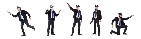 Politieagent geïsoleerd op wit — Stockfoto