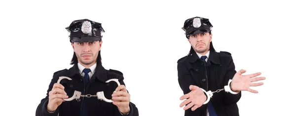 Policia engraçado isolado no branco — Fotografia de Stock