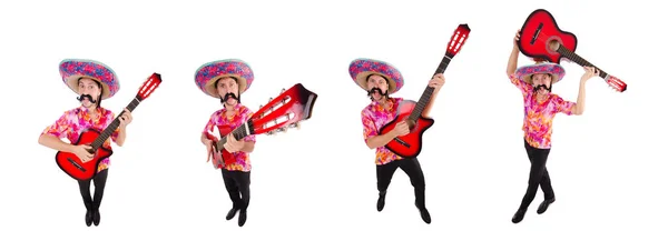 Mexicaanse gitarist geïsoleerd op de witte — Stockfoto