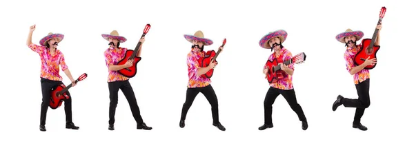 メキシコの男性ブランディングギターは白で隔離された — ストック写真