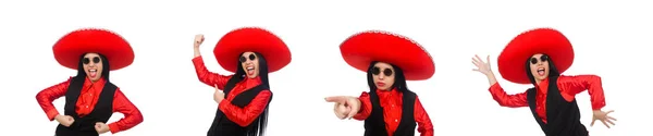 Mujer mexicana en concepto divertido en blanco — Foto de Stock