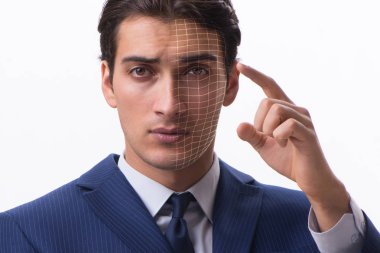 İş adamı portresiyle yüz tanıma kavramı