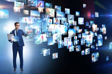 İş adamıyla fotoğraf kolajı