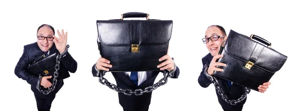 Businessman handcuffed isolated on white — Stock Photo, Image