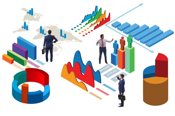 Affärsman i affärsanalys infographics koncept — Stockfoto