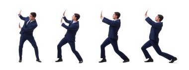 Genç işadamı beyazda izole edilmiş 