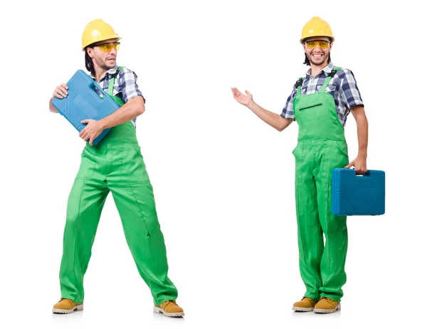 Trabajador industrial aislado en el fondo blanco — Foto de Stock