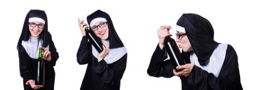 Rahibe, beyaz şarap ile