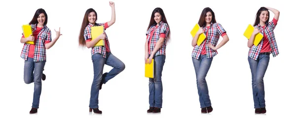 Joven estudiante aislada en blanco — Foto de Stock