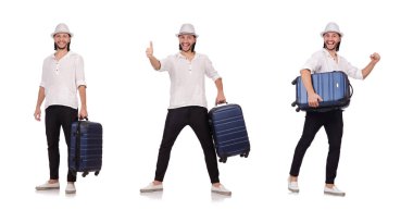 Turist üzerinde beyaz izole çanta