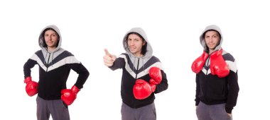 Beyaz tenli komik boksör.