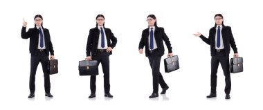 Genç işadamı evrak çantasını beyaza sardı.