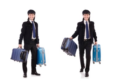 Komik pilot beyaz izole