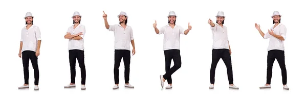 Joven con sombrero aislado en blanco —  Fotos de Stock