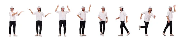 Joven con sombrero aislado en blanco — Foto de Stock