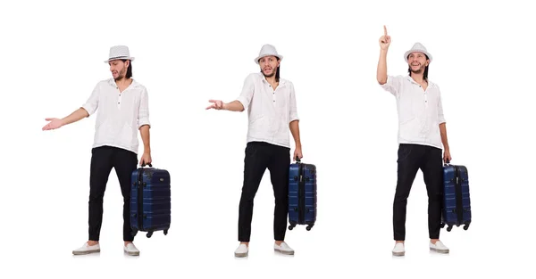 Travel vacation concept with luggage on white — Stock Photo, Image