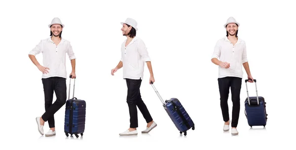 Concept de vacances de voyage avec bagages sur blanc — Photo