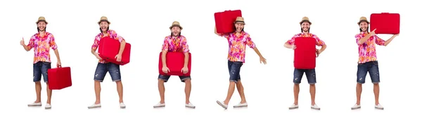 Travel vacation concept with luggage on white — Stock Photo, Image