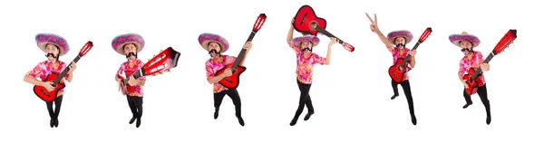 Guitarrista mexicano aislado en el blanco — Foto de Stock