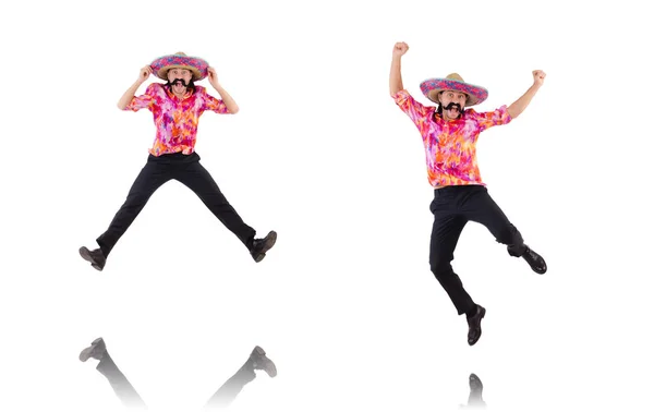 Jumping mexican isolated on white — Stock Photo, Image