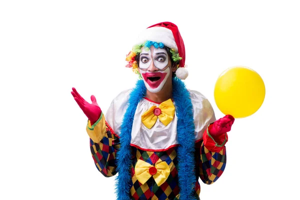 Unga rolig clown komiker isolerad på vit — Stockfoto