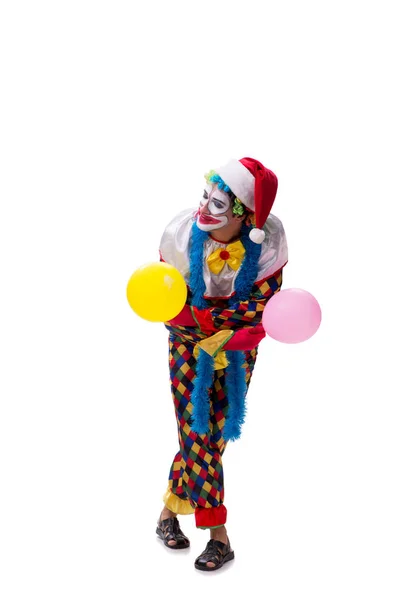 Mladí legrační klaun bavič izolované na bílém — Stock fotografie