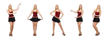 Sanal düğmeye basan kadın beyazda izole edildi