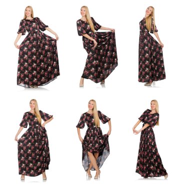 Beyaz izole romantik içinde güzel kadın