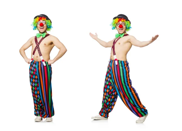 Смешной клоун изолирован на белом фоне — стоковое фото