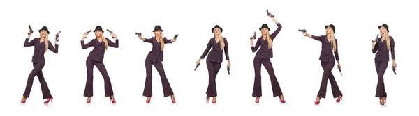 Klasik konseptte silahlı kadın gangster. — Stok fotoğraf