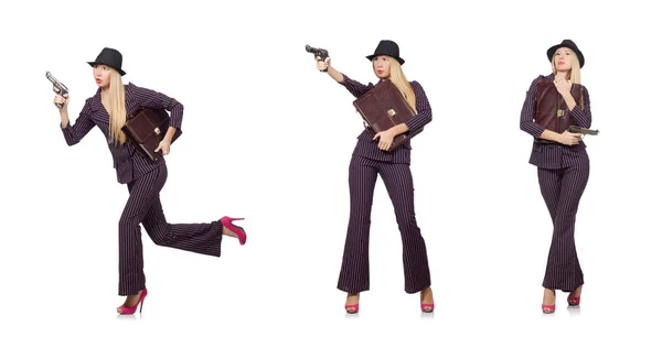 Vrouw gangster met pistool in vintage concept — Stockfoto