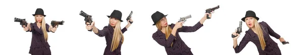 고전적 개념에서 총을 든 여자 갱스터 — 스톡 사진
