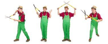 Adam beyaz izole makası ile