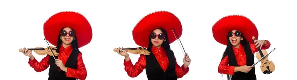 Мексиканські жінка з скрипки ізольовані на білому — стокове фото