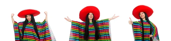 Mujer mexicana en concepto divertido en blanco —  Fotos de Stock