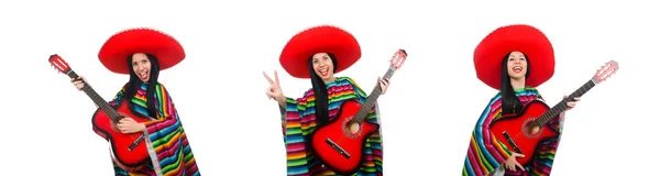 Mujer guitarrista mexicana en blanco —  Fotos de Stock