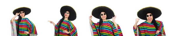 Mujer mexicana en concepto divertido en blanco —  Fotos de Stock