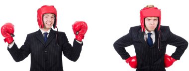 Beyaz izole boks eldivenli genç yaş 