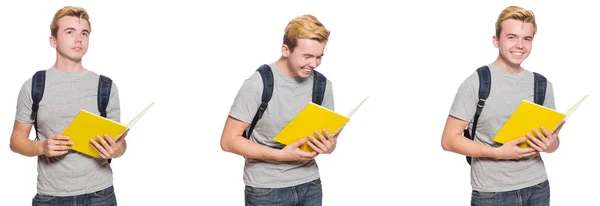 Jovem estudante isolado em fundo branco — Fotografia de Stock