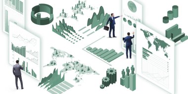 Ticari görselleştirme ve bilgi grafikleri konsepti işadamı