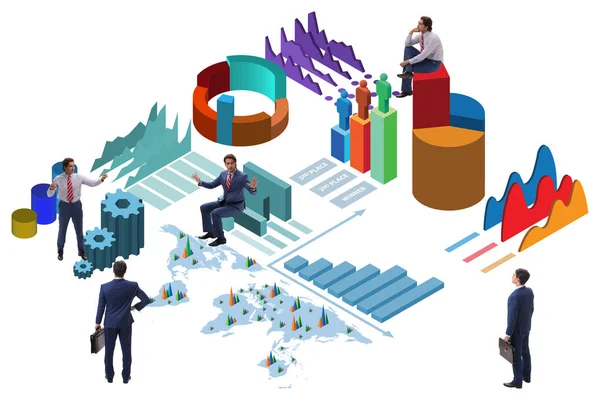 Biznesmen w analityce biznesowej koncepcja infografiki — Zdjęcie stockowe