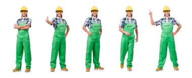 Sanayi işçisi beyaz arka planda izole edilmiş.