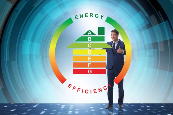 Üzletember az energiahatékonyság koncepciójában — Stock Fotó