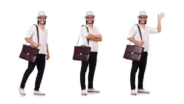 Jeune homme au chapeau isolé sur blanc — Photo