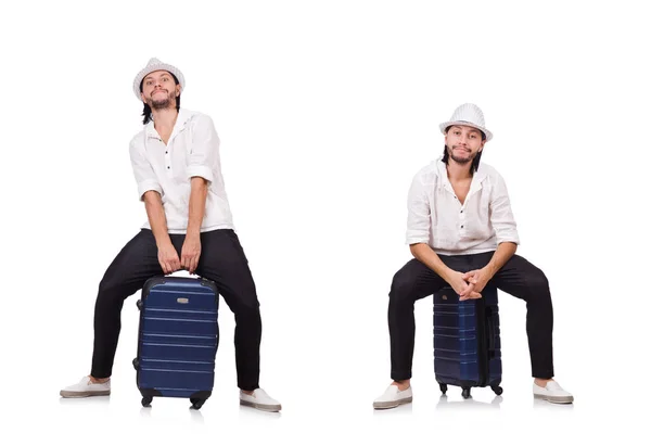 Viaggio concetto di vacanza con bagagli su bianco — Foto Stock