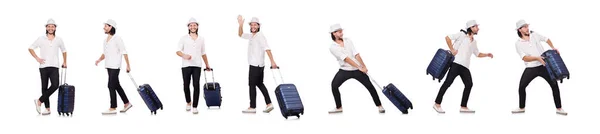 Concepto de vacaciones de viaje con equipaje en blanco — Foto de Stock